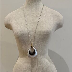 Silver and Gold Teardrop Pendant Necklace - Women Jewelry soft silk like chain